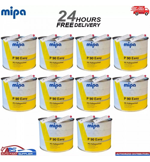 10x MIPA P90 Easy Body Filler 4kg – High Build PE Filler with Hardener